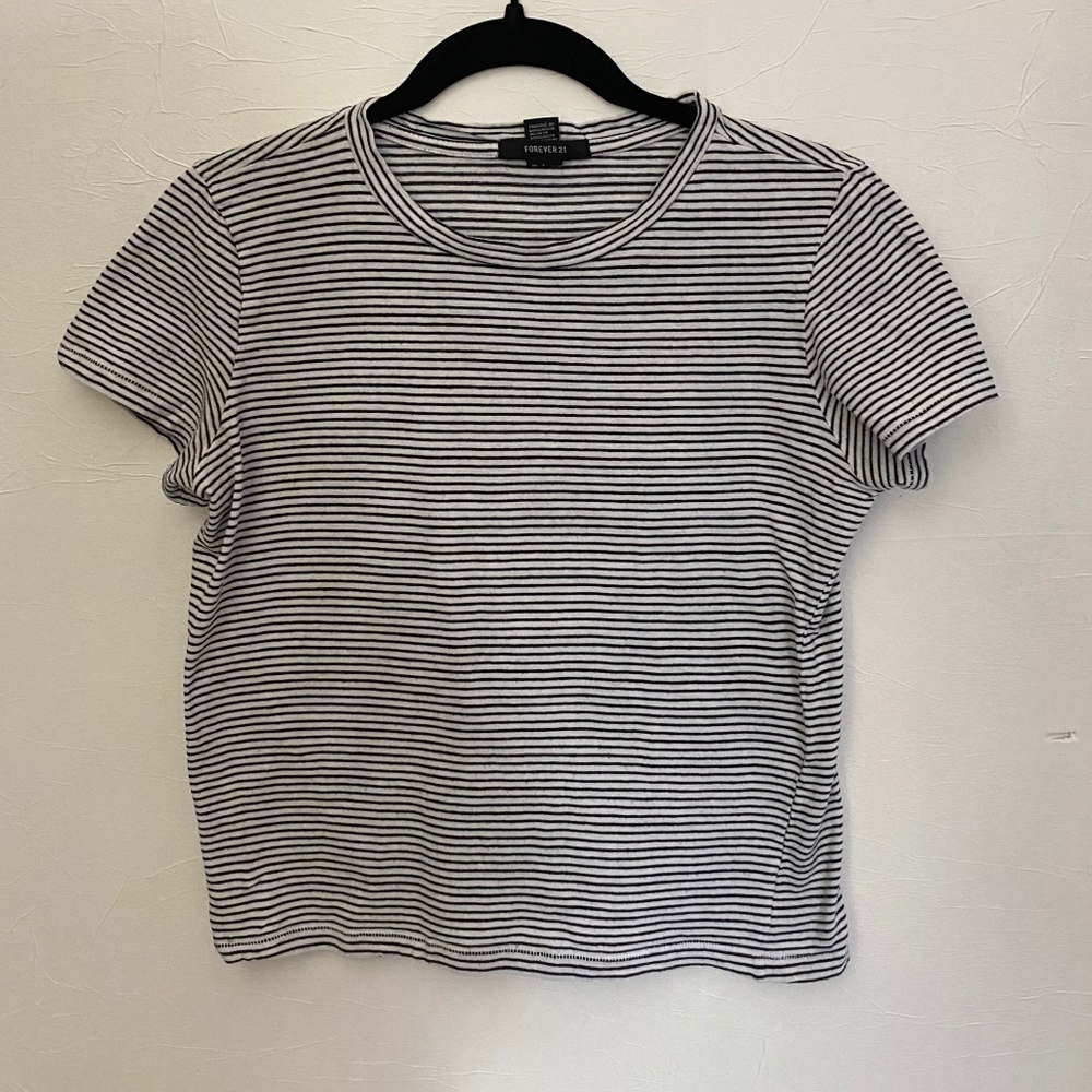 Forever 21 Black and White Striped T-Shirt